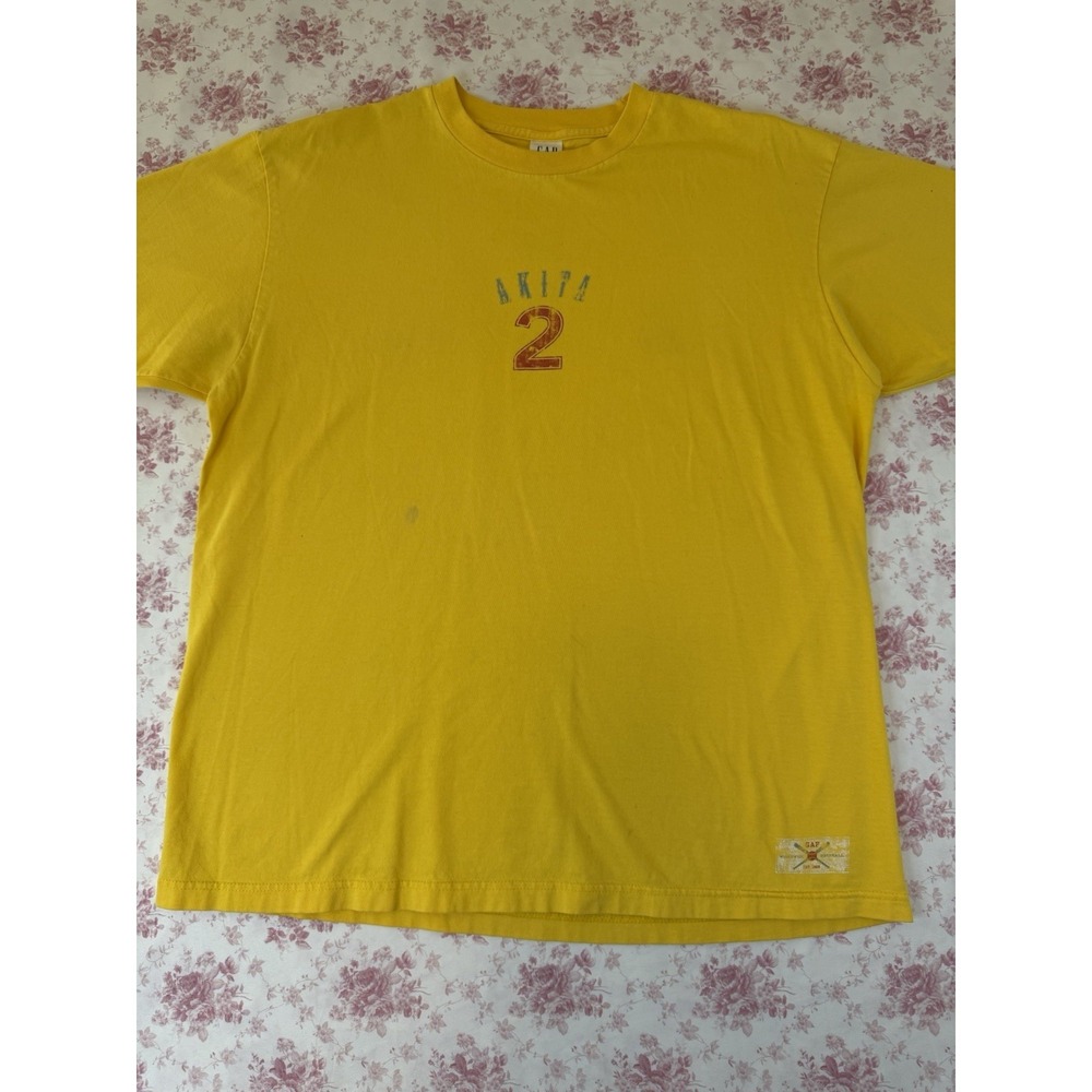 Vintage GAP Akita #2 Hounds Basketball T-Shirt Yellow USA Made Size M
